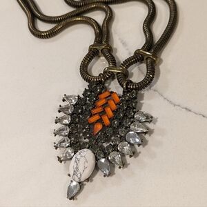 Vintage Baublebar Necklace Antique gold tone and Rhinestones jewelry